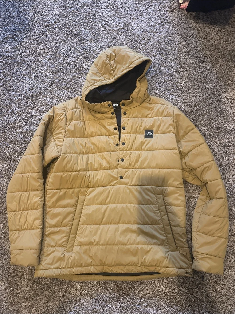 The North Face Men's Hooded Quilted Pullover Jacket - Mustard/Tan